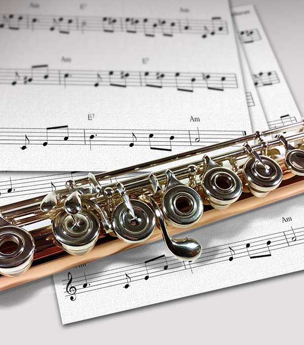 Flute Sheet with Music Notes
